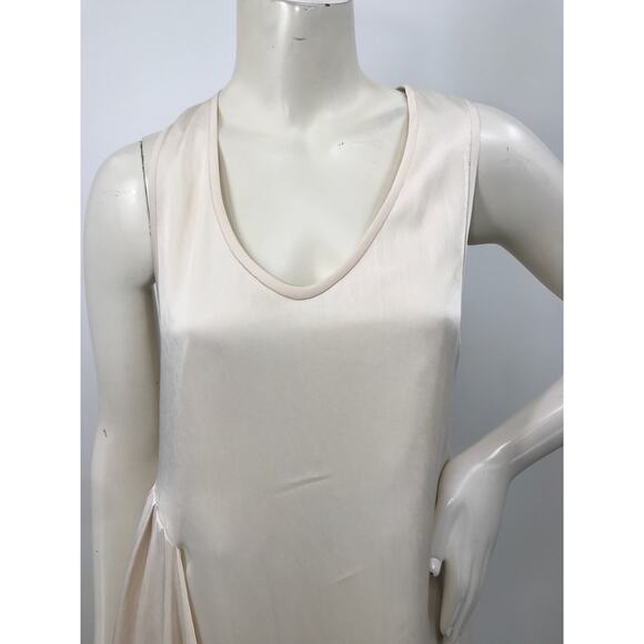 Morgan Carper Ivory Sleeveless Asymmetrical Side Ruffle Shift Dress Size 4 - Picture 4 of 13